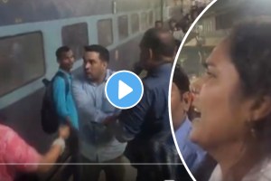 Shocking video of CRPF Jawan Catches Wife Trying To Elope, Thrashes Her Lover In Front Of Crowd At Patna Station