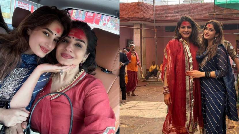 Bollywood Actres Raveena Tandon Visited Baidyanath Temple With Daughter Rasha