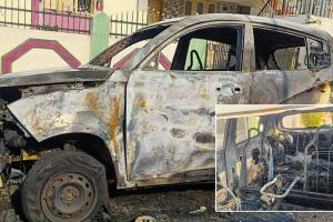 yavatmal persons set fire to Bipin Choudharys car on Friday midnight