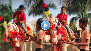 A boy sitting on a horse funny video