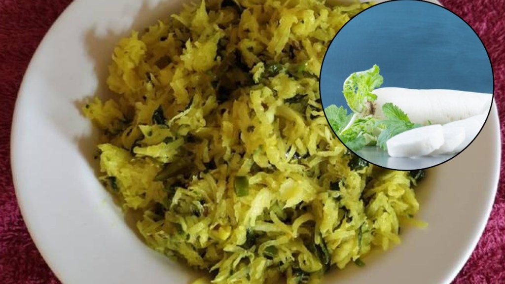 winter healthy recipe in marathi mulyachi bhaji recipe how to prepare radish vegetable in winter