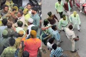 akola west congress party workers attacked police officer after congress win