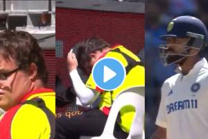 Virat Kohlis stylish six hit a security guard at Optus Stadium Video viral