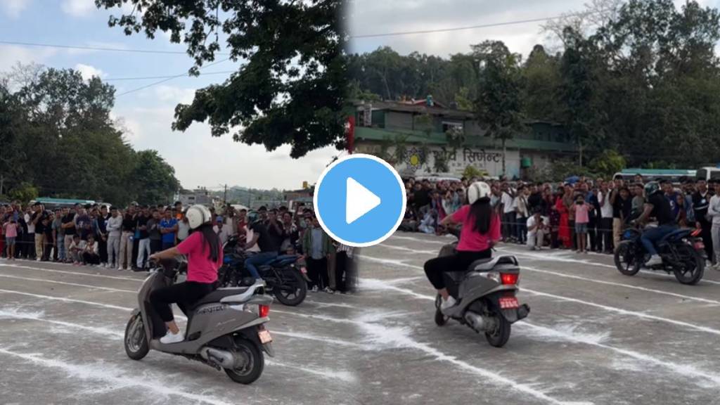 Slow bike race girl race on Scooty with biker boy video viral on social media