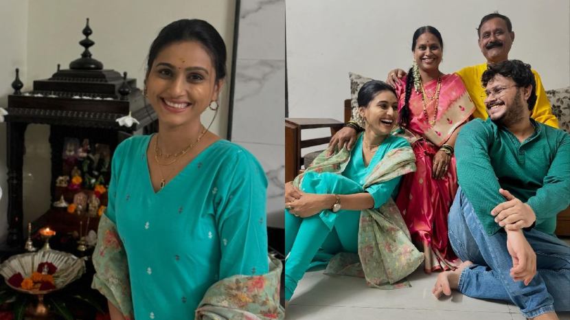 Actress Reshma Shinde shares pictures on social media on Diwali with her family.