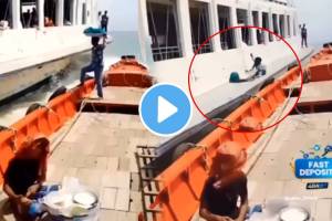 Shocking and emotional video of boy who Slips While Jumping Onto Another Boat In Ocean