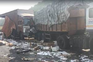 Five vehicles including trucks and bus crashed at Kondaibari Ghat one driver died