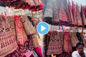 Delhi Viral Video Bridal Lehenga Worth Rs 10000 Is Available For Just Rs 300 In Sadar Bazar wedding lehenga video