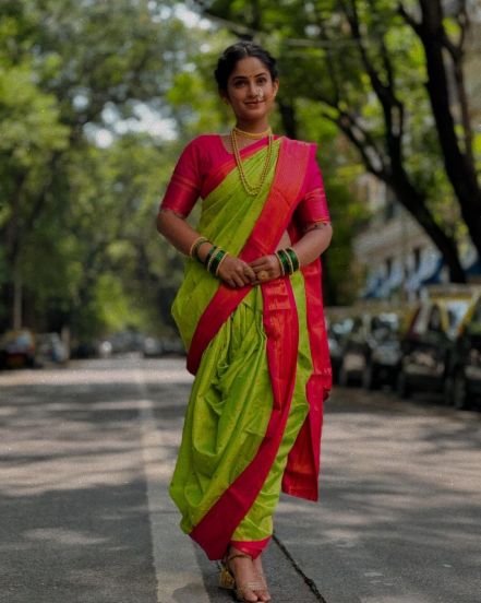 Savalyachi Janu Savali Fame Prapti Redkar Nauvari Saree Photoshoot