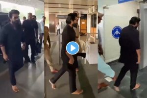 south superstar ram charan goes barefoot heads to lucknow video viral