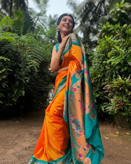 Reshma Shinde Yellow Paithani Saree Look