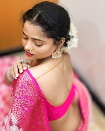 Shivali Parab Pink Saree Photos