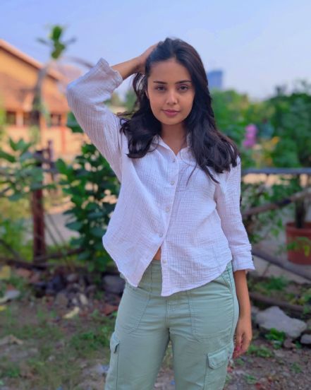 Shivani Rangole Kulkarni White Shirt Cargo Pants