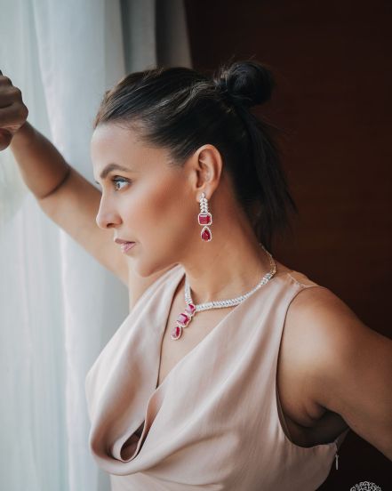 Actress Neha Dhupia shares stunning look on social media for 'Limelight Diamonds' store launch event