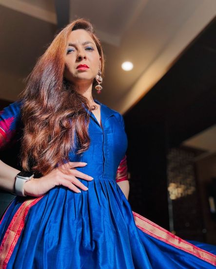 Sonalee Kulkarni Blue Dress Look