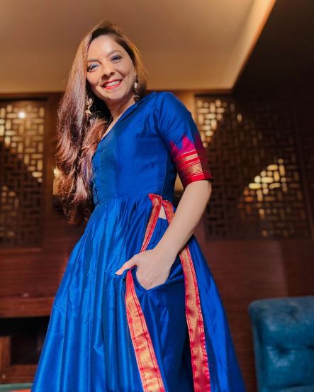 Sonalee Kulkarni Blue Dress Look