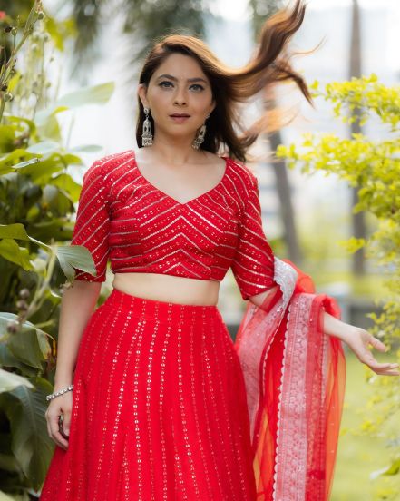 Sonalee Kulkarni Blue Dress Look