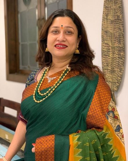 Suchitra Bandekar Green Khun Paithani Saree