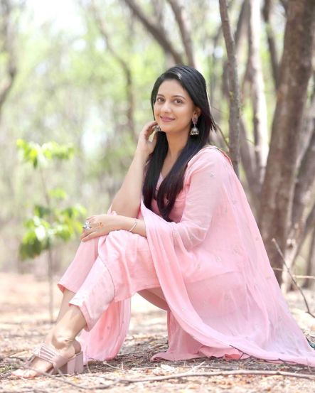 Tejashri Pradhan Pink Dress Photoshoot