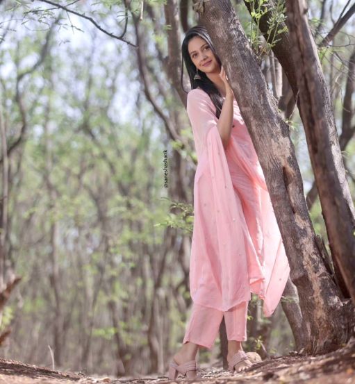 Tejashri Pradhan Pink Dress Photoshoot