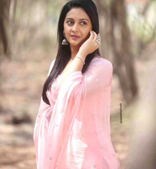 Tejashri Pradhan Pink Dress Photoshoot