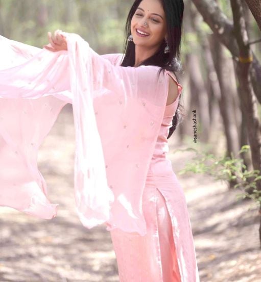 Tejashri Pradhan Pink Dress Photoshoot