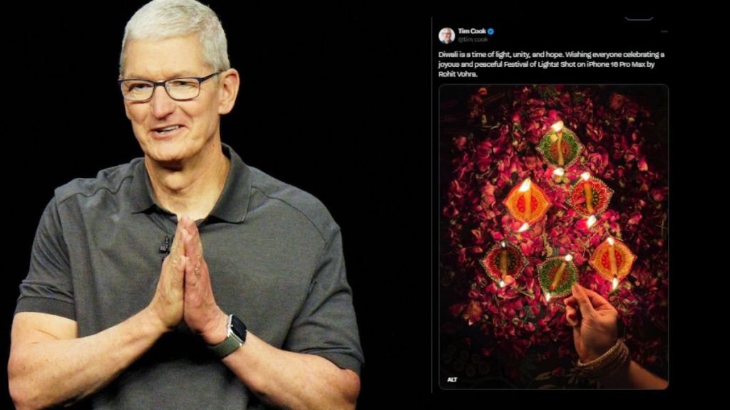 Apple CEO Tim Cook give diwali wishes with an photo of diyas clicked by an Indian photographer