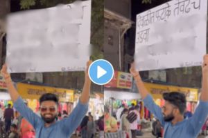 a young guy holding paati in hand wrote amazing message who burst so many firecrackers in Diwali