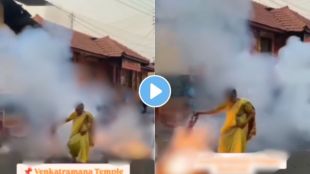 an old lady burst firecrackers in hand shocking video goes viral on social media