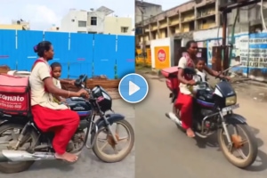 Video of Zomato woman delivery agent riding bike with her child goes viral