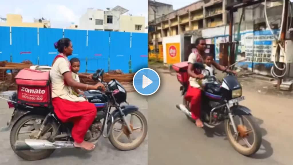 Video of Zomato woman delivery agent riding bike with her child goes viral