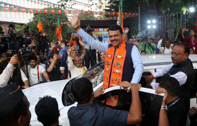 Maharashtra's Deputy Chief Minister attended the celebrations at the BJP office in Mumbai