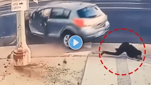 Brutal car Accident video car hit by a poll man fell out viral video on social media