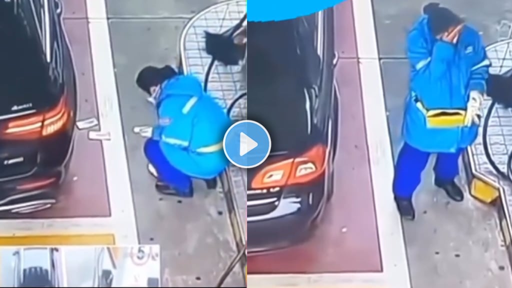 Car driver throws money on woman employee at petrol pump insults her shameful video viral on social media