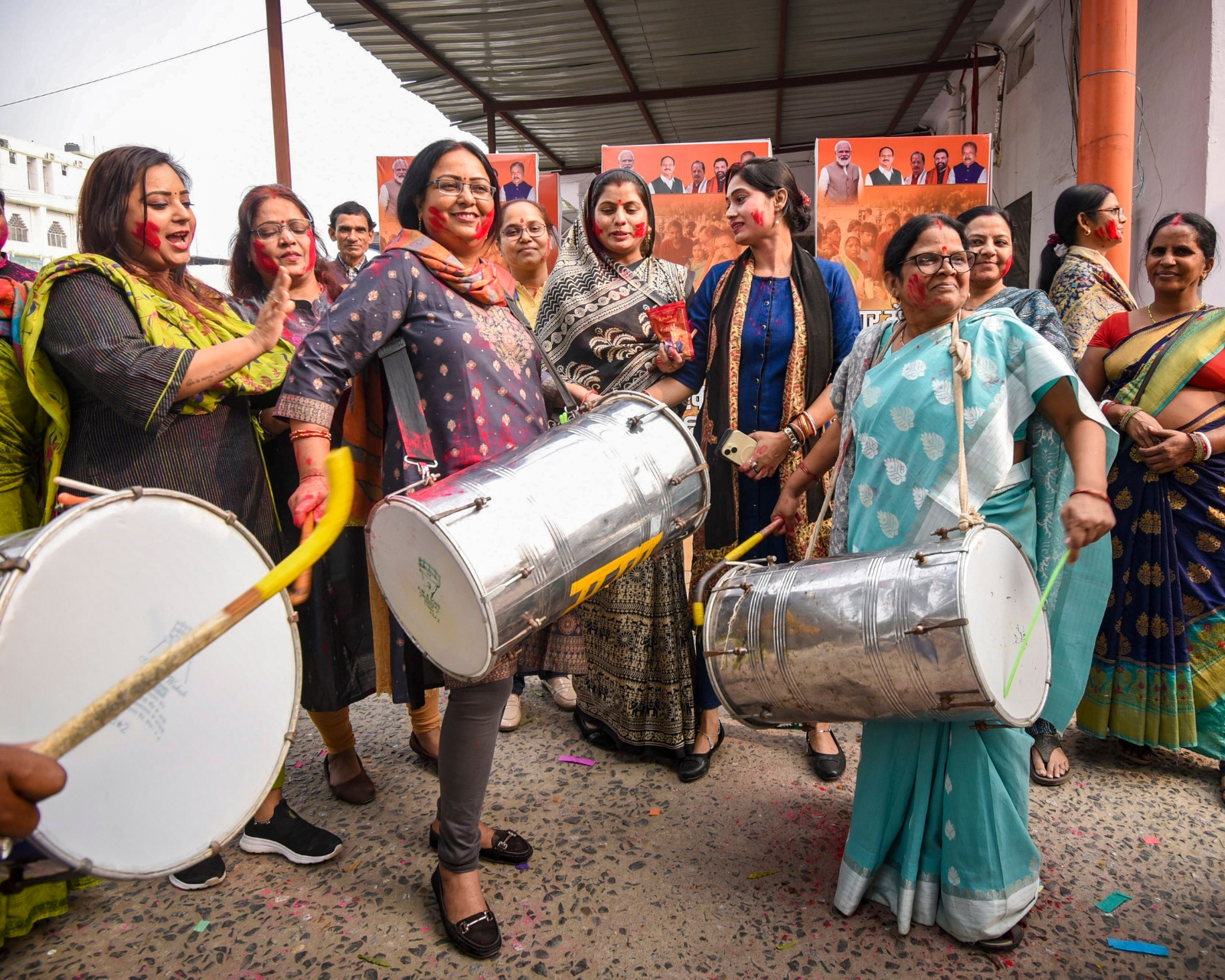 BJP supporters in Patna celebrate their victory in the Bihar assembly by-elections (Photo credit: PTI)