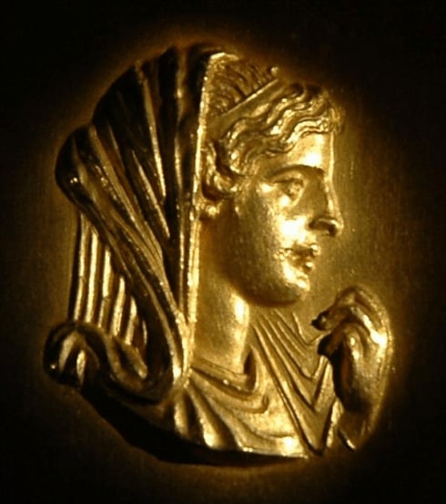 Roman medallion depicting Olympias, Alexander's mother