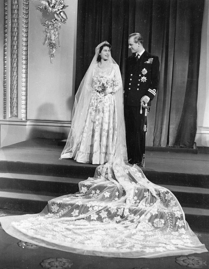 This is the official wedding picture of Princess Elizabeth and her new husband Prince Philip, Duke of Edinburgh, made after their return to Buckingham Palace after their marriage in Westminster Abbey, Nov. 20, 1947.