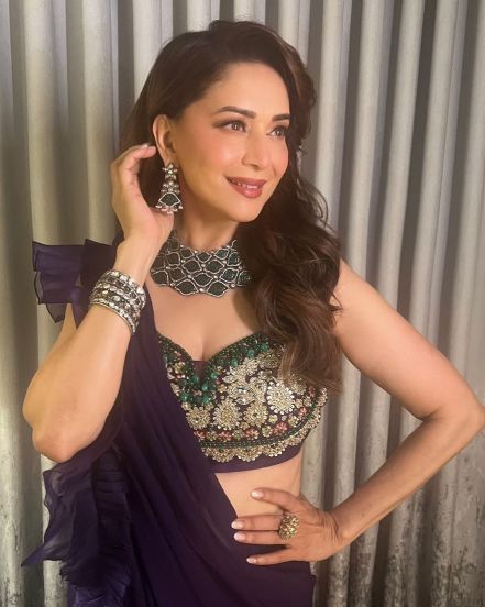 Bollywood Superstar Madhuri Dixit shares her glorious black saree photos on social media