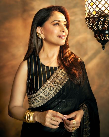 Bollywood Superstar Madhuri Dixit shares her glorious black saree photos on social media