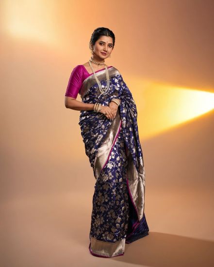 Prajakta traditional saree photoshoot post shared on social media