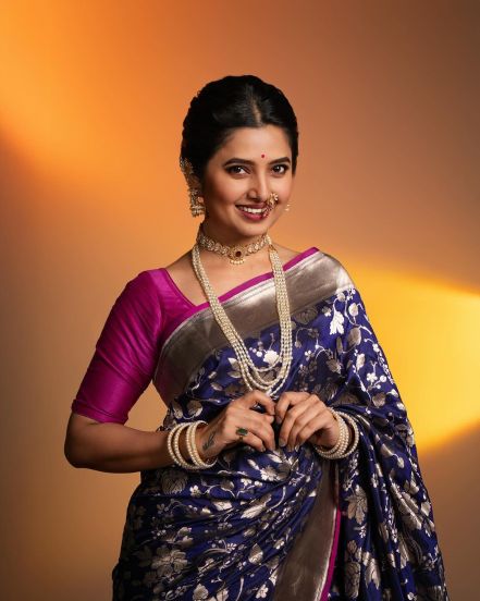 Prajakta traditional saree photoshoot post shared on social media