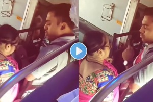 son shouting at a mother in a railway Viral video on social media