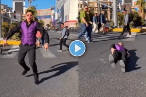 Viral video of a man dancing on Taambdi Chaamdi marathi song sleeping on road in foreign