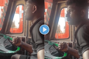 Emotional video of truck driver having food while driving a truck in signal Viral video