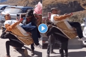 Viral video of a workers Carrying a men on their back shocking video