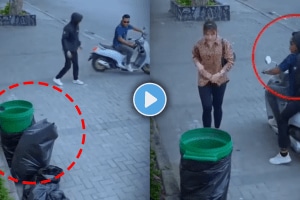 Young woman hide in garbage bag to protect herself from two men shocking video viral