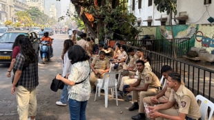 Police force at vote counting center at mahalaxmi sports ground hall for Worli Constituency vidhan sabha election result