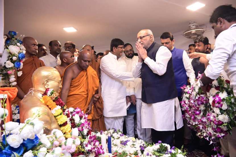 chief minister Devendra fadanvis dcm Eknath shinde and ajit pawar pays tribute to dr Babasaheb Ambedkar on mahaparinirvan diwas at chaityabhoomi