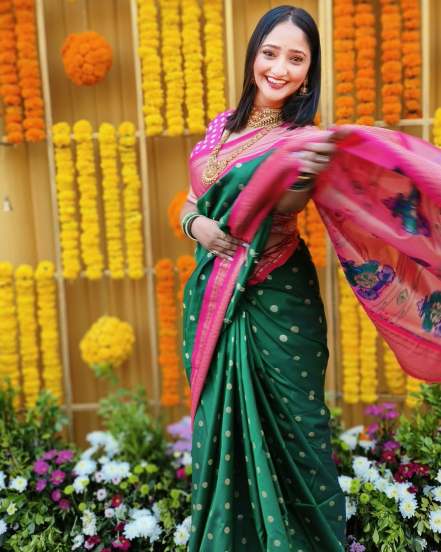 Aditi Dravid Green Paithani Saree