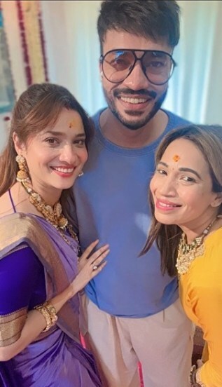 actress Ankita lokhande sister in law and Vicky jain sister varsha jain photos 